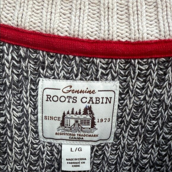 Roots Cabin Grey Marled Knit Sweater L - Picture 3 of 5